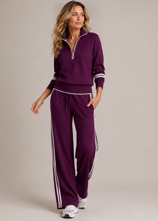 KATE SET Half-Zip Knit Jumper & Wide-Leg Trousers