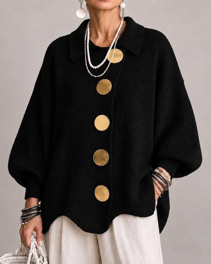 Karina | Oversized Gold-Button Cardigan