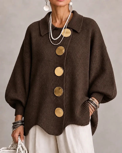 Karina | Oversized Gold-Button Cardigan