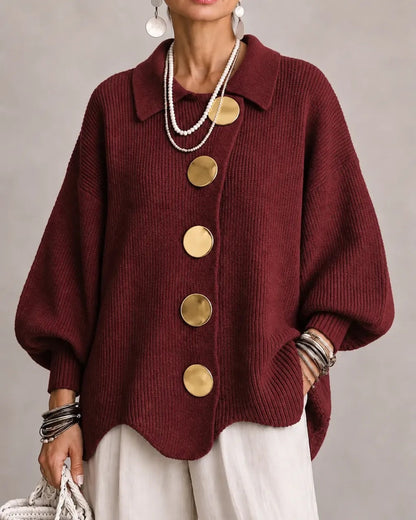 Karina | Oversized Gold-Button Cardigan