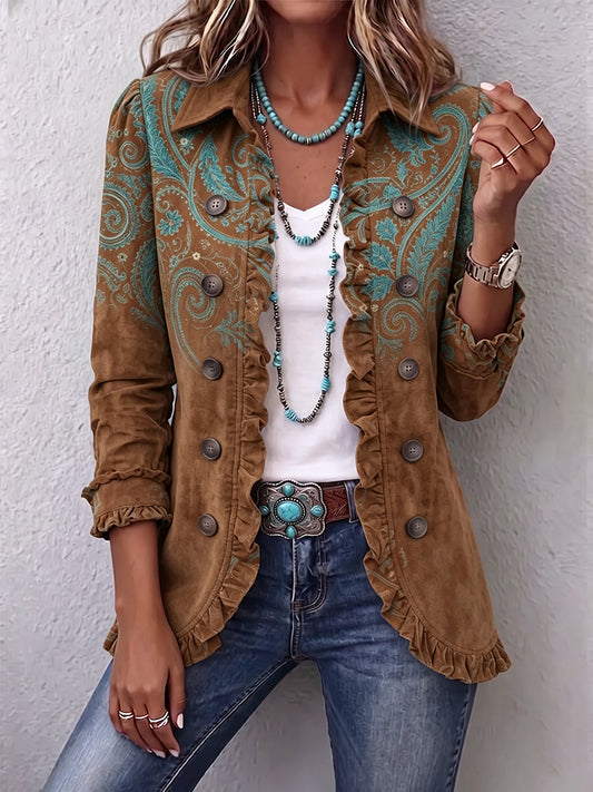 Goldenridge Paisley Print Ruffle Jacket
