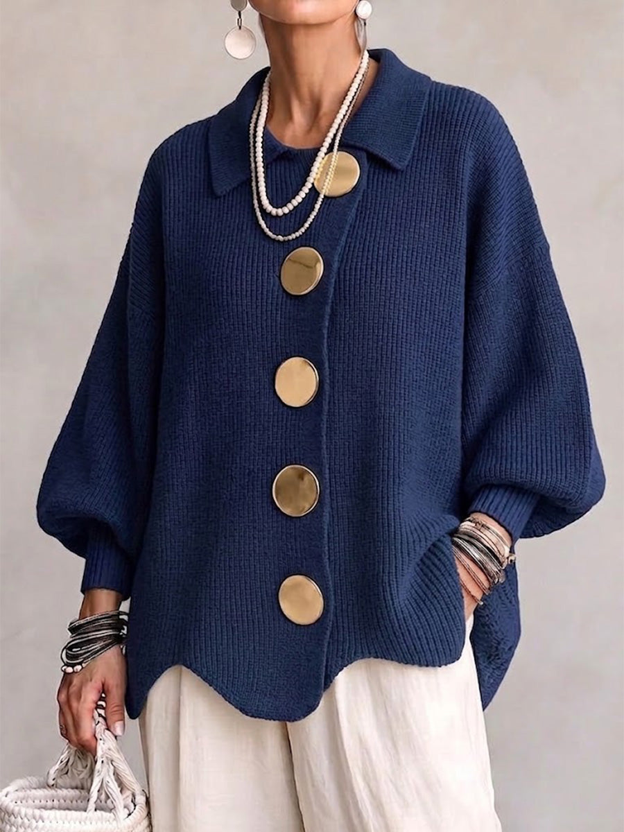 Karina | Oversized Gold-Button Cardigan