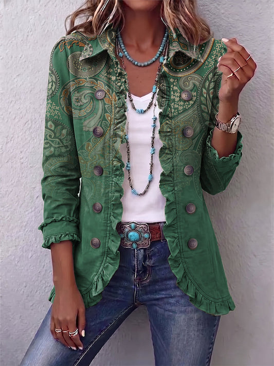 Jemara Bohemian Paisley Print Ruffled Jacket