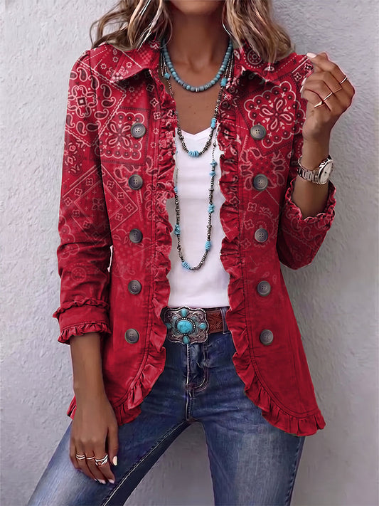 Criselle Bohemian Paisley Ombré Print Ruffled Jacket