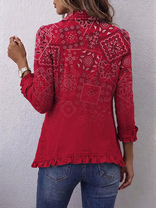 Criselle Bohemian Paisley Ombré Print Ruffled Jacket