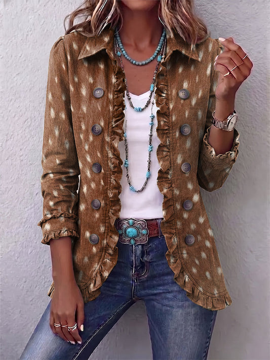 Nolinda Bohemian Animal-Print Ruffled Jacket
