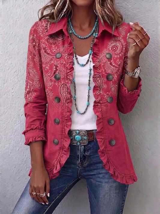 Anouk Vintage Paisley Print Ruffled Jacket